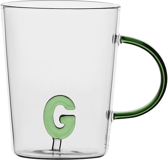 LA PORCELLANA BIANCA - Lettera 'G' Mug in Borosilicate Glass, Capacity 400 cc, Allalettera Collection
