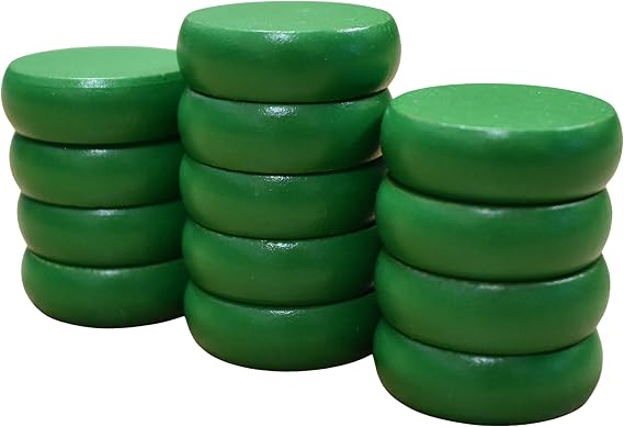 13 Green Crokinole Discs - Half Set (Small Discs - 1 1/8 Inch Diameter (2.9cm))