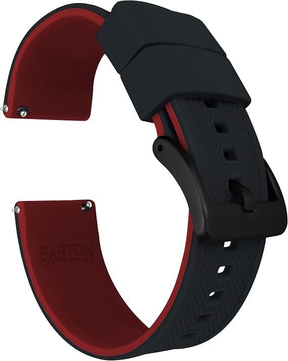 BARTON Elite Silicone Watch Bands - Quick Release - Choose Strap Color & Buckle Color (Stainless Steel, Black PVD or Gunmetal Grey) - 18mm, 20mm, 22mm & 24mm Watch Straps