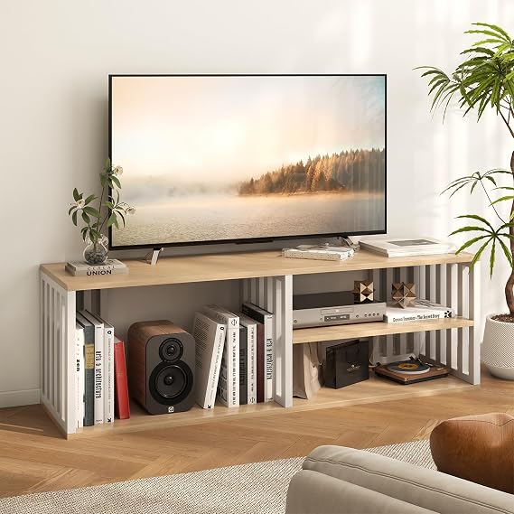 55" Tv Stand, Entertainment Center for Tvs Up to 65", White