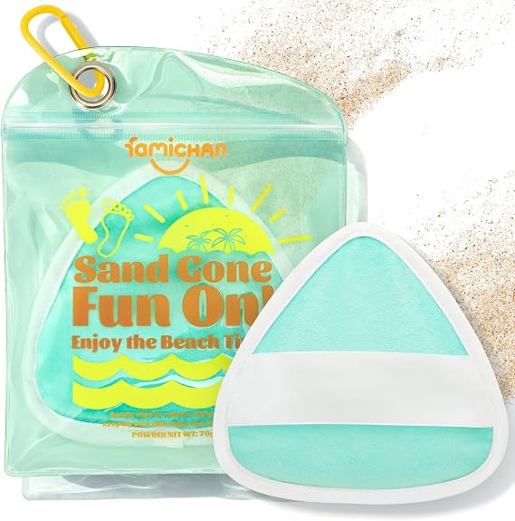 famichan Triangle Sand Remover Eraser Wipe, Family Beach Vacation Essentials for Women, Boy & Girl Beach Must Haves, Sand Removal Bag for Cruise Travel Accessories