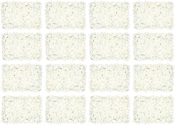 Flower Wall Panels, 20Pcs Artificial Flower Wall 3D Flower Wall Backdrop, 20-Piece Set of White Rose Floral Backdrop for Wedding Home Decoration (White, 23.6 * 15.7in)