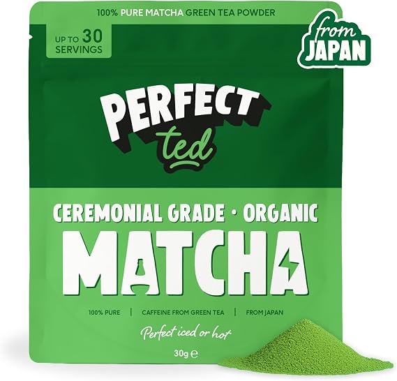 PerfectTed Matcha Powder | Organic Ceremonial Grade Japanese Matcha | 30g | Organic Green Tea Powder | For Lattes, Smoothies & Baking | L-Theanine | Antioxidants | Vegan | Gluten-Free