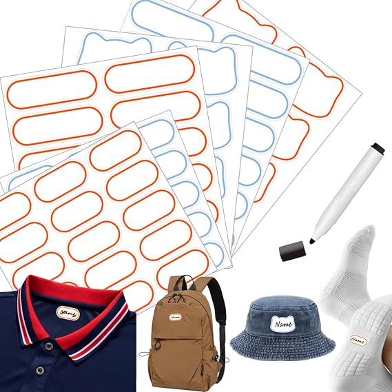 Iron On Name Tags for Clothing Washable Writable Name Labels,Includes Pen 110 Pcs