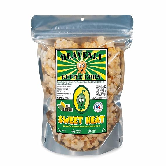 Heavenly Kettle Corn - Sweet Heat Kettle Corn - Fun Size 4oz Bag