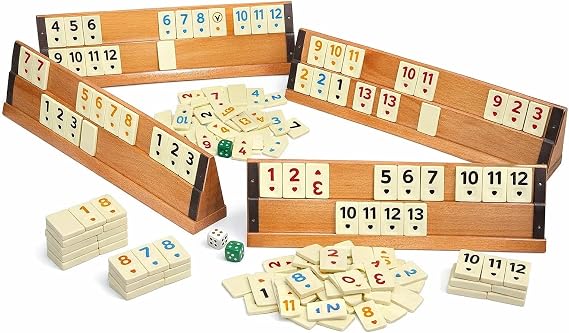 Turkish Okey Game wooden Wood Ahsap Okey Takimi Oyunu Rummy Board Game Tile UK