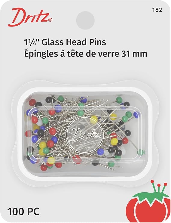Dritz 182 Glass Head Pins, 1-1/4-Inch (100-Count)