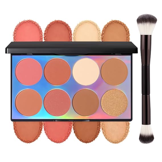 Full Face Makeup Palette Set, 4 Blush, 2 Contour, 2 Highlighter