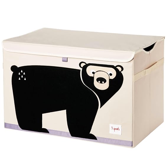 3 Sprouts Large Toy Chest, Lid and Handles, Collapsible Bin, Bear