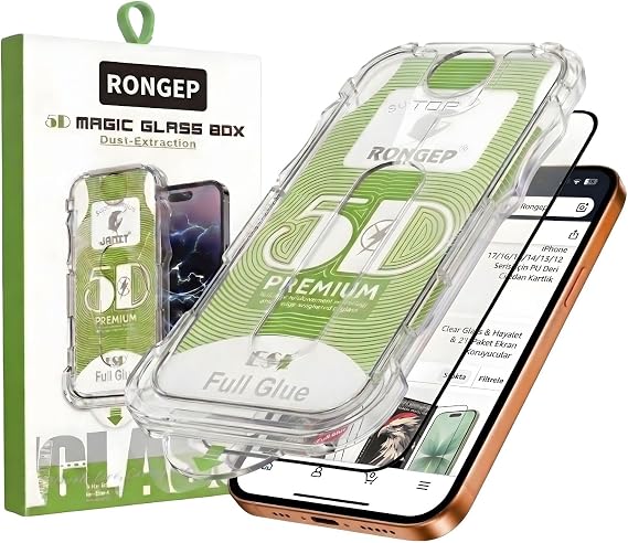 Rongep [Kolay-Kurulum] Apple iPhone 17 Pro Max için Ekran Koruyucu Darbe ve Çiziklere Dayanıklı Netlik ve Dokunmatiği Etkilemeyen Otomatik Toz Toplayan Hizalama Aparatlı 17 Pro Max Ekran Koruyucu