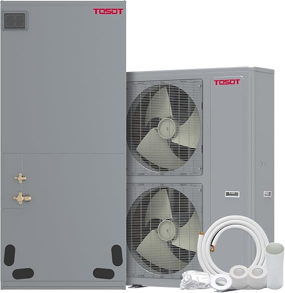 TOSOT 60,000 BTU Ducted Central Air Conditioner Heat Pump System, 5 Ton Inverter Split System AC with Energy Star, Originality Two-Stage Compressor, 16 Ft Copper Line Set, Work in -22-130F, 18.5 SEER2