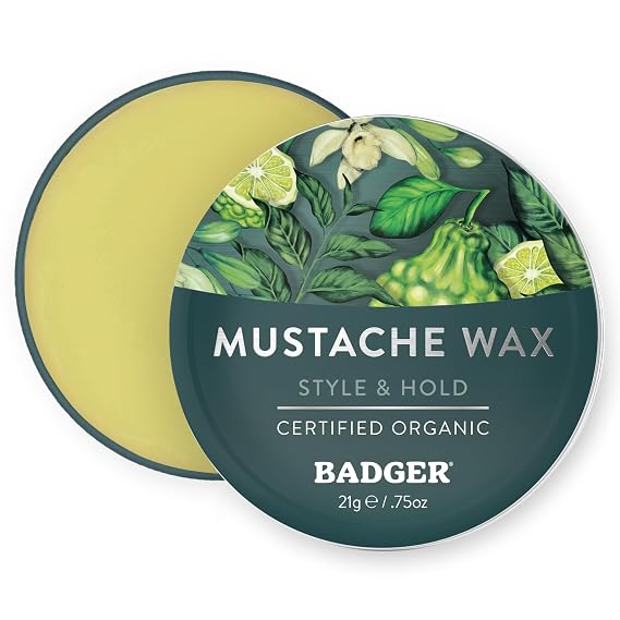 Badger Organic Mustache & Beard Wax, Medium Hold, .75 oz Tin