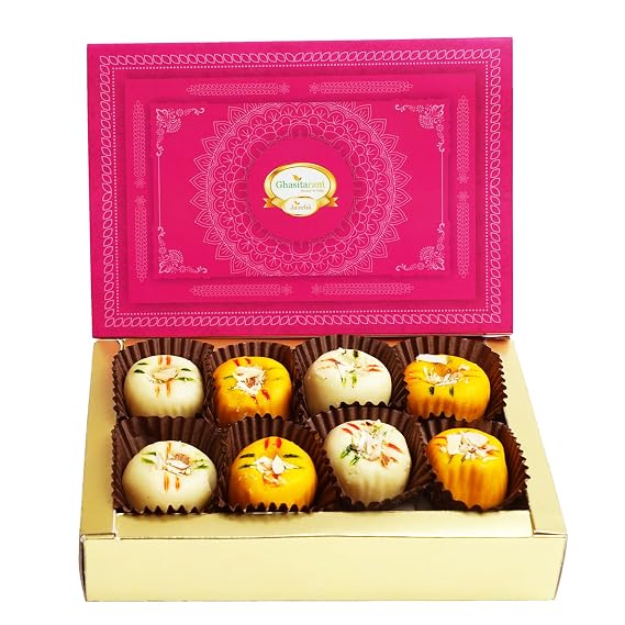 Ghasitaram Gifts Indian Sweets - Sugar Free Sweets - Ghasitarams Mawa Peda Box (200 gms)