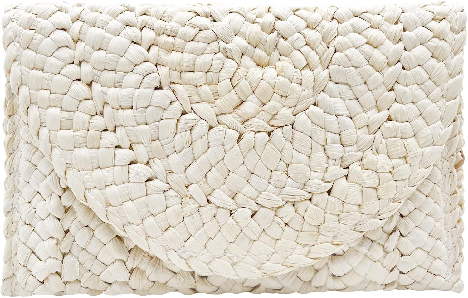 ストロークラッチバッグ レディース 夏 ビーチ 封筒 ハンドバッグ 織財布 ストローショルダーバッグ 財布, Beige, One Size