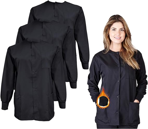 M&M SCRUBS Women's Scrub Jacket Warm Up Lightweight Medical Scrub Jacket - Pack of 3 Set