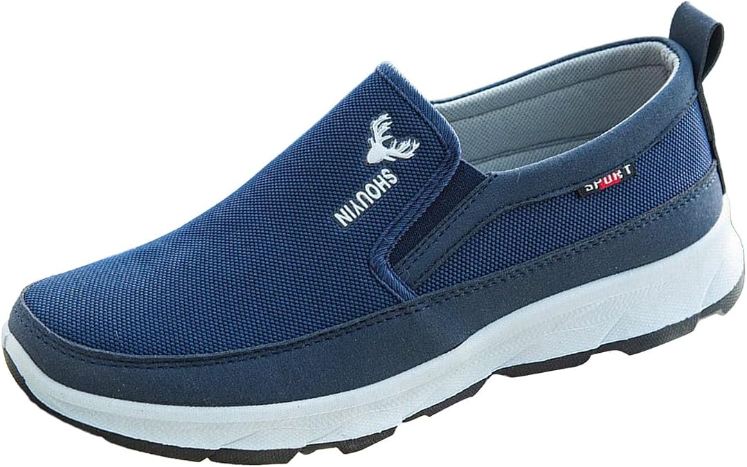 Men's Canvas Shoes Without Laces Casual Shoes Comfortable Walking Shoes Fitness Training Shoes Breathable Lightweight Sports Shoes Non-Slip Rubber Soles