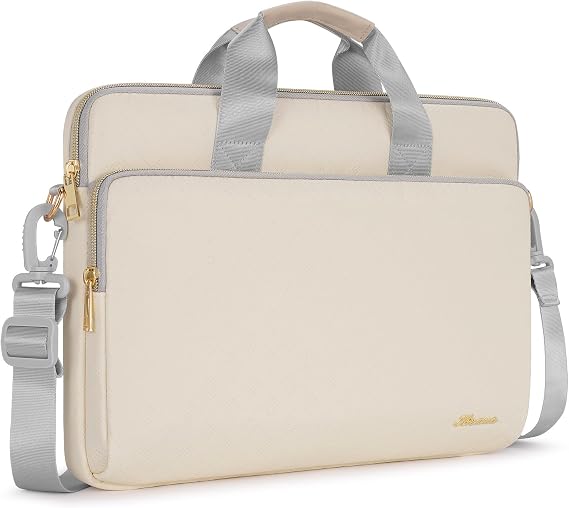 KIZUNA Laptop Sleeve Case 13 Inch Shoulder Bag Computer Handbag for 13.6" New MacBook Air M2/MacBook Pro 14 M2 Pro M1 MAX/14 ThinkPad X1 Carbon/Yoga C740 S740 C930/IdeaPad Flex 5i/Dell,Beige