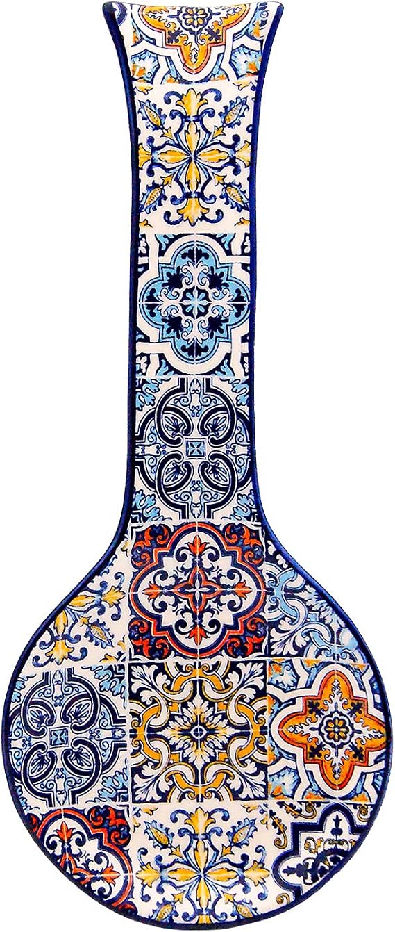 Portuguese Pottery Alcobaca Ceramic Kitchen Spoon Rest for Stove Top