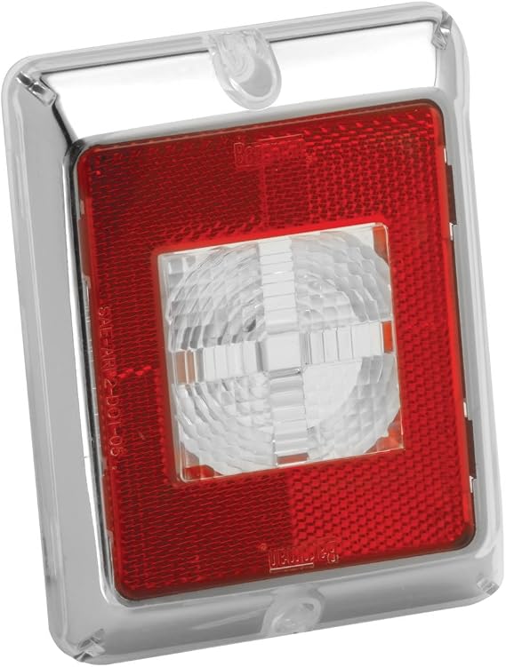 Bargman 48-85-711 Enhanced Height Incandescent Red Reflex with Clear Center Backup Lens - Chrome Border
