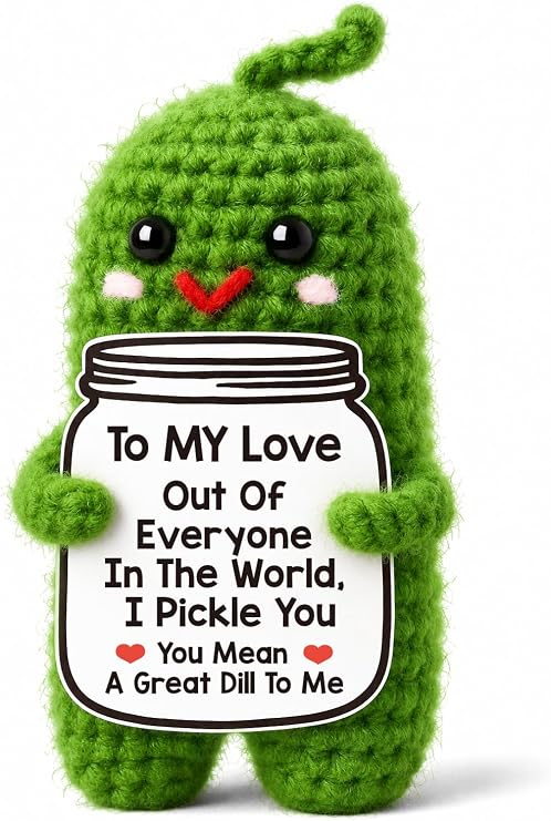 Gifts for Him Her Girlfriend Boyfriend Women Men Handmade Crochet Pickle | Anniversary Birthday Gifts for Women Men to My Love Wedding Romantic Gift for Wife Husband Couples I Love You Gifts