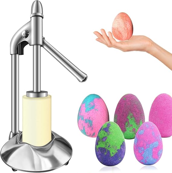 Bath Bomb Press with Dinosaur Egg Mold Set, silvery