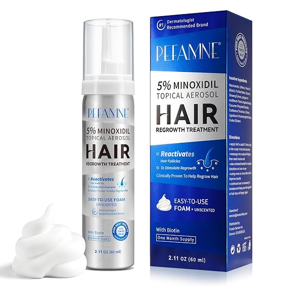 5% Minoxidil Hair Growth Foam, Minoxidil for Men and Women, Hair Regrowth for Men, Beard Growth, Treatment for Scalp Hair Loss Hair Thinning - Increase Thickness and Volume Faster