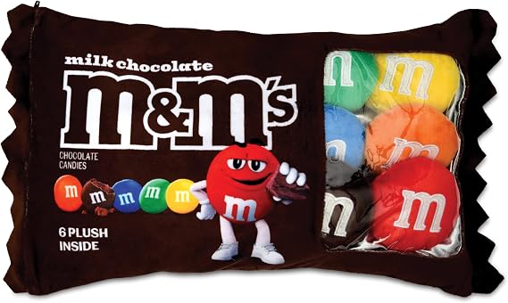 iscream M&M's Package-Shaped Printed Plush Fleece 7-Piece Throw Pillow Set