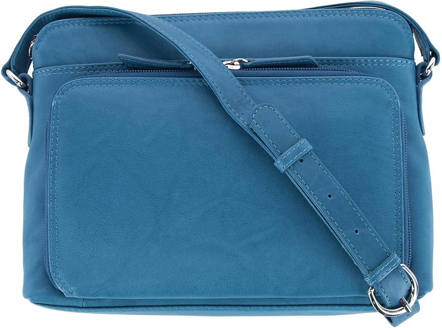 CTM Women's Leather Shoulder Bag Purse with Side Organizer