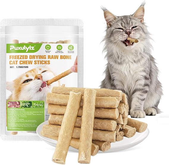 Delicious Freeze-Dried Cat Dental Chew Sticks, Dual-Action Treats for Tartar Control & Breath Freshness, Supports Digestive and Oral Health