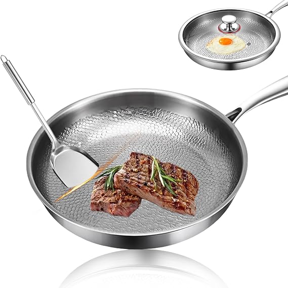 Titanium Pan, 100% Pure Titanium Hammered Pan with All Stovetops (10.23in, No Lid)