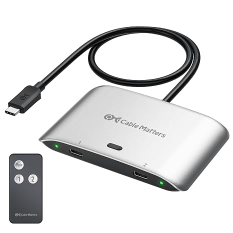 Cable Matters 20Gbps USB C KVM Switch for 2 Computers, 140W PD Charging