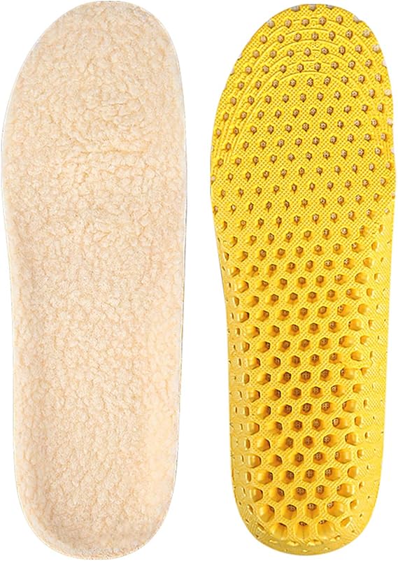 Wool Shoe Insoles for Women & Men,Fall and Winter Warm Shoe Inserts for Garden,Nurse,Chef,Wide Toe Box Shoes,Breathable and Comfortable Replacement Imitation Wool Insoles