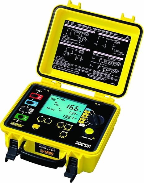 AEMC 6471 Multi-Function Ground Resistance Tester Kit, 500 Ohms Resistance, 32V Voltage, 250 mA Current with 300' Leads
