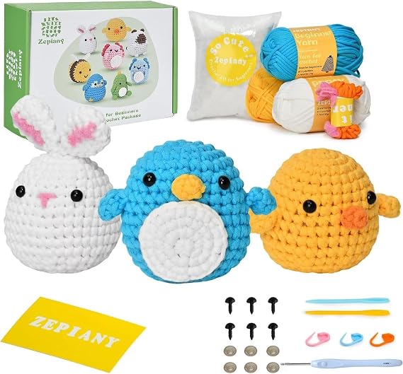 Crochet Kit for Beginners, Crochet Animal Kit, Beginner Crochet Kit - Gift for Birthdays, Crochet Kits for Adults with Step-by-Step Video Tutorials
