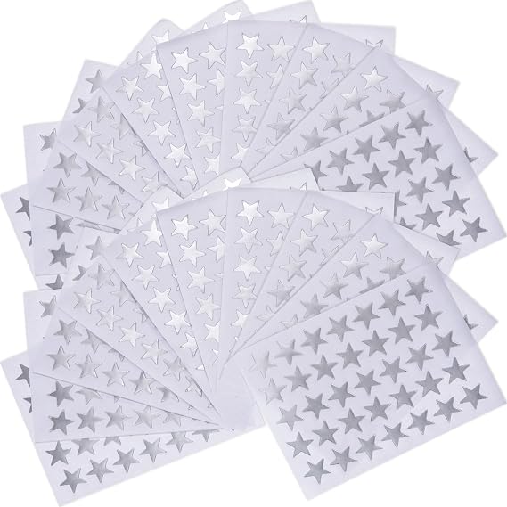 EBOOT Silver Star Stickers 1750 Count, Small Self-Adhesive