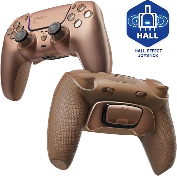 HEXGAMING ULTIMATE PRO ゲーミングコントローラー PS5/PC/モバイル対応、Hall Effectバージョン – 割り当て可能な背面ボタン4個、カスタムプロファイル6種類、調整可能なトリガー、交換可能なサムスティック8本ローズゴールド