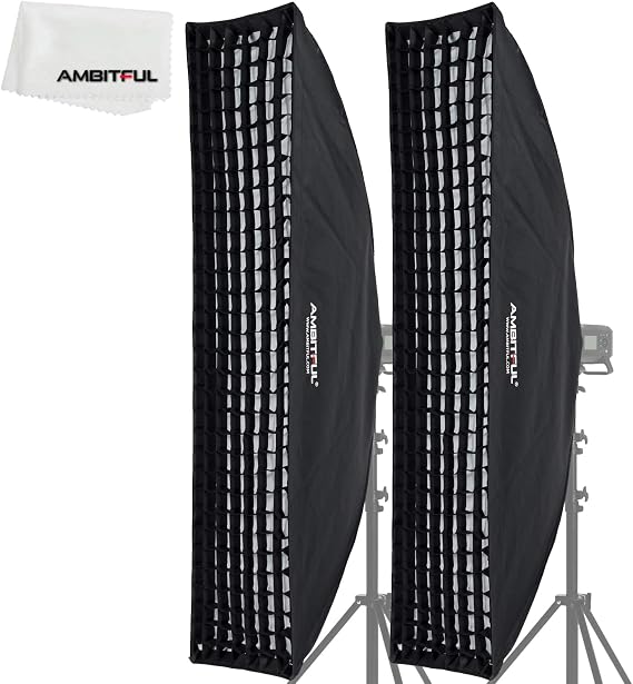 AMBITFUL 35x160cm 14"x63" Honeycomb Grid Rectangular Softbox for Photo Strobe Studio Flash Softbox Bowens Mount (2PCS)