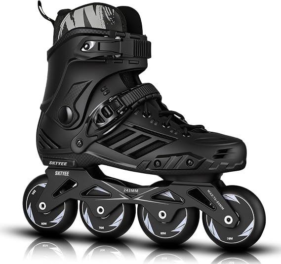 Professional Inline Skates for Men and Women High Performance Roller Skates for Adults Comfortable Breathable Speed Racing Skates with Washable Lining for Beginners Black Black, 43EU