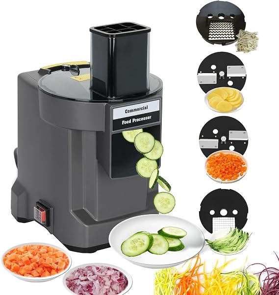 4 in 1 Electric Vegetable Chopper Slicer, Multifunctional Onion Chopper Food Dicer Shredder Processor, Automatic Veggie Fruit Cutting Dicing Machine for Commercial Home Use