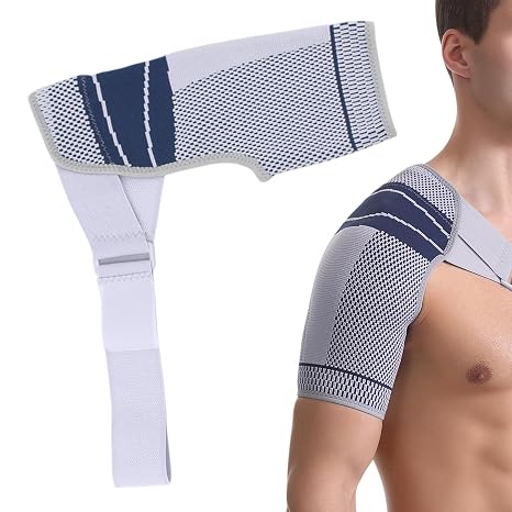 Shoulder Brace for Men Women, Adjustable Breathable Shoulder Compression Sleeve for Torn Rotator Cuff Pain Relief, Strains Dislocation Prevention, S/M