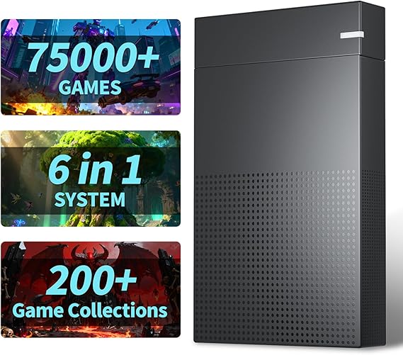 Kinhank 4tb Retro Gaming Hard Drive, 6 Game System, 75000+ Games per Unit, Retro Gaming Console, 200+ Emulator, Portable Gaming Hard Drive Disk, Win 7, 8, 10, 11
