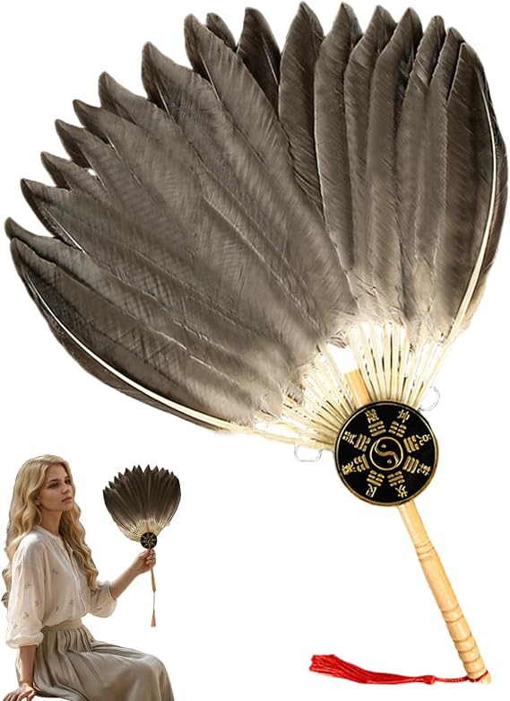 Traditional Chinese Feathers Fan - Handheld Feathers Fan with Elegant Design 30cm for Summer Cooling, Personal UseHome Decor