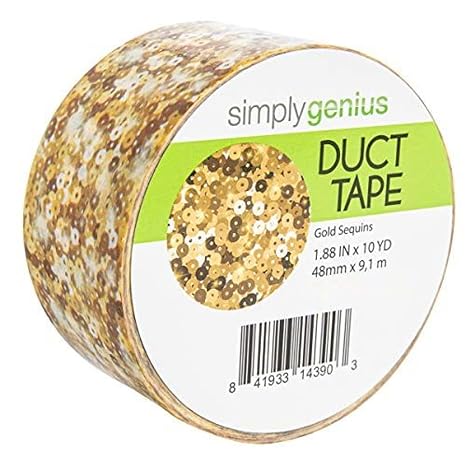 Simply Genius 1-Pack Art & Craft Duct Tape for Scrapbook Supplies - 1.88 in x 10 yd Gold Sequins - Sequin Roll for Scrapbook Tape & Vision Board Supplies