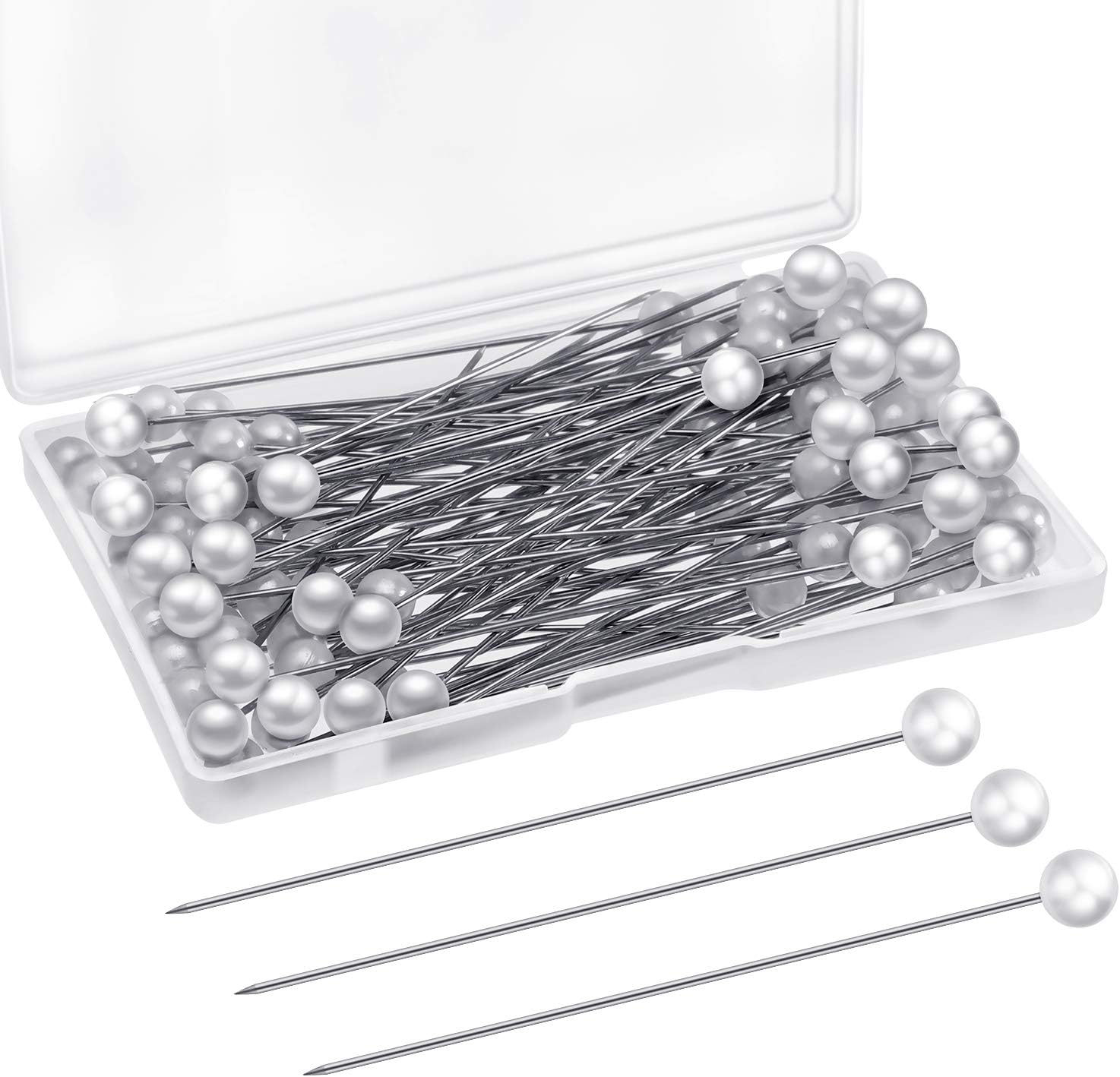Outus 100 Pieces Corsage Boutonniere Pins Faux Pearl White Wedding Head Straight Bouquet Pins for Wedding Bridal Shower Sewing Craft Decorations Spring Holiday Party