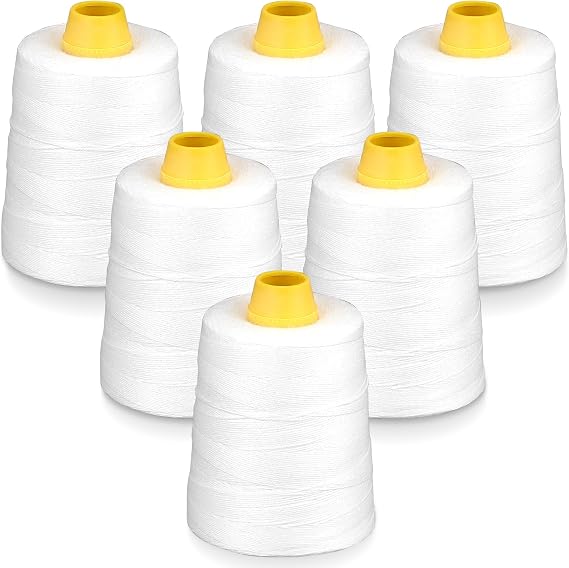 Hanchen Heavy-Duty Sewing Thread Spool, 6-Stranded Chemical Fiber Sealing Industrial Packing Synthetic Fiber Stitching Thread Spool for Bag Sewing Closing Machine, Pack of 6 Roll