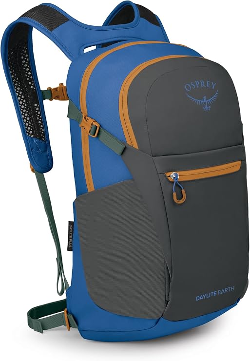Osprey Daylite Plus Earth Commuter Backpack for Men and Women, Dark Charcoal/Blue Flame