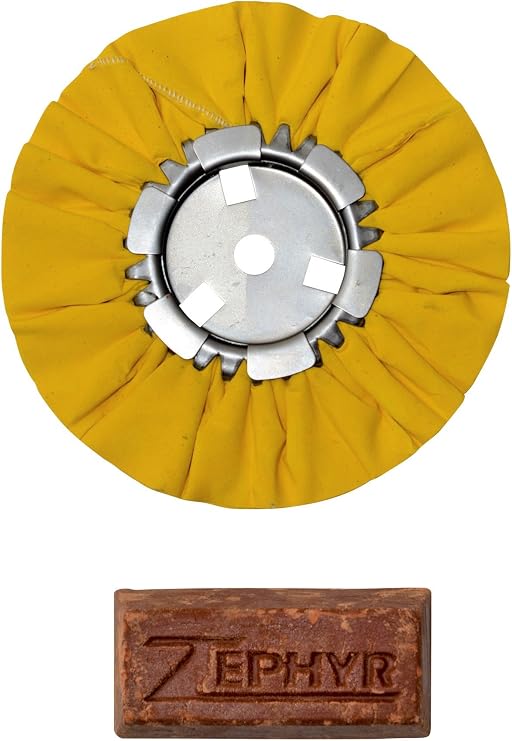 Zephyr Products AWY58-8WB Yellow 8" Airway Buffing Wheel with 1 LB Tripoli Bar Heavy/Medium Cut, 1 Pack