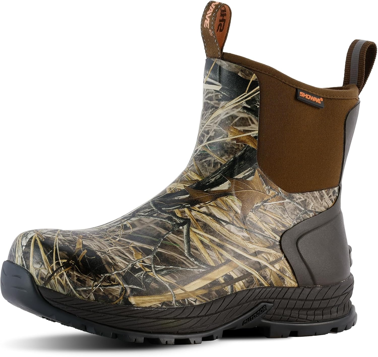 Showave Mens Rain Boots Waterproof Excursion Rubber Boots Insulated Mud Booties for Trekking Gardening Farming Camping Fishing and Chore Work