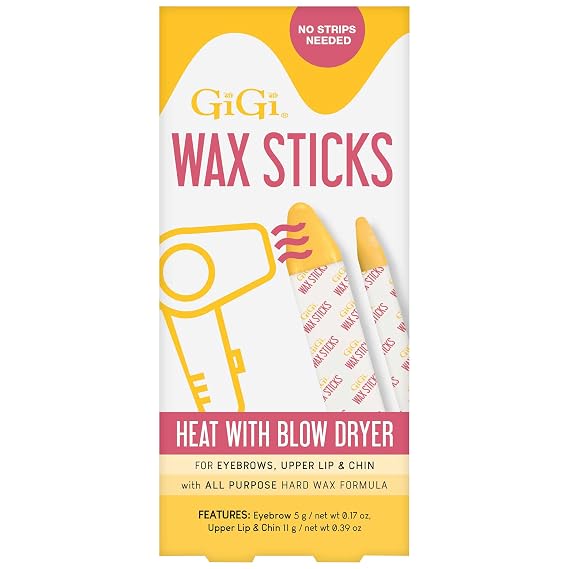 GiGi Wax Sticks for Hair Removal Hard Wax Kit for Eyebrows, Upper Lip & Chin No Strip Waxing Sticks, Easy to Use, Heats with Blow Dryer