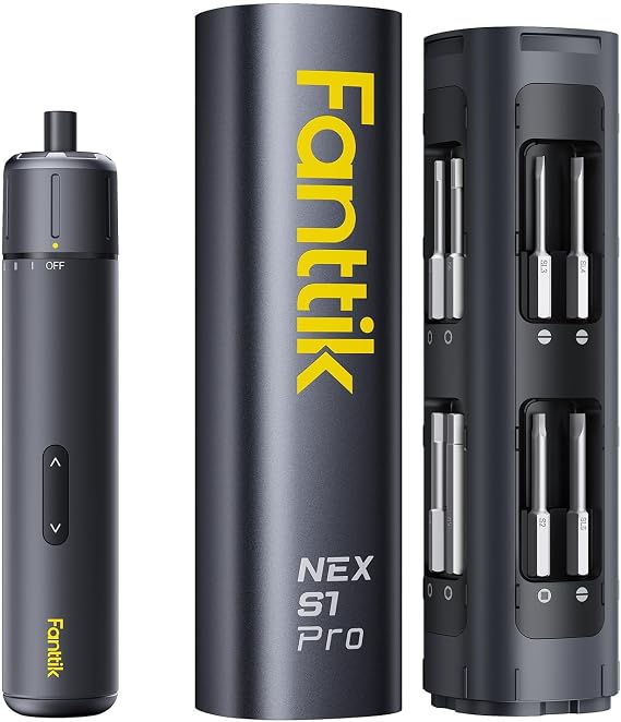 Fanttik S1 Pro Electric Screwdriver, Power Screwdriver | 16 S2 Steel Bits, 3 Torque Settings, Max 6 N.m, 2000mAh Battery, LED Light & 1/4''Hex, Ideal Tool for Furniture & Gaming PC